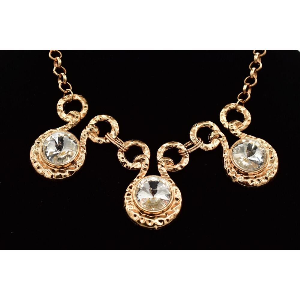 Statement Collar Necklace Rhinestone Crystal Gold… - image 1
